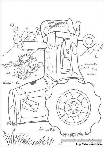 Coloriage MARTIN et TRACTEUR