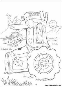 Coloriage MARTIN et TRACTEUR